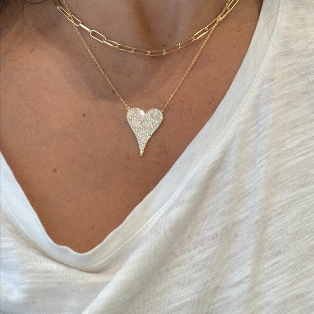 One pave heart necklace 3/4 inch heart necklace